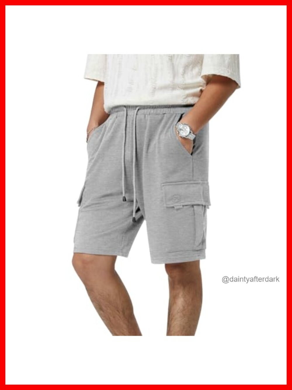 Men's Cargo Shorts Cotton Drawstring Elastic Waist Athletic Workout 5 Pockets
